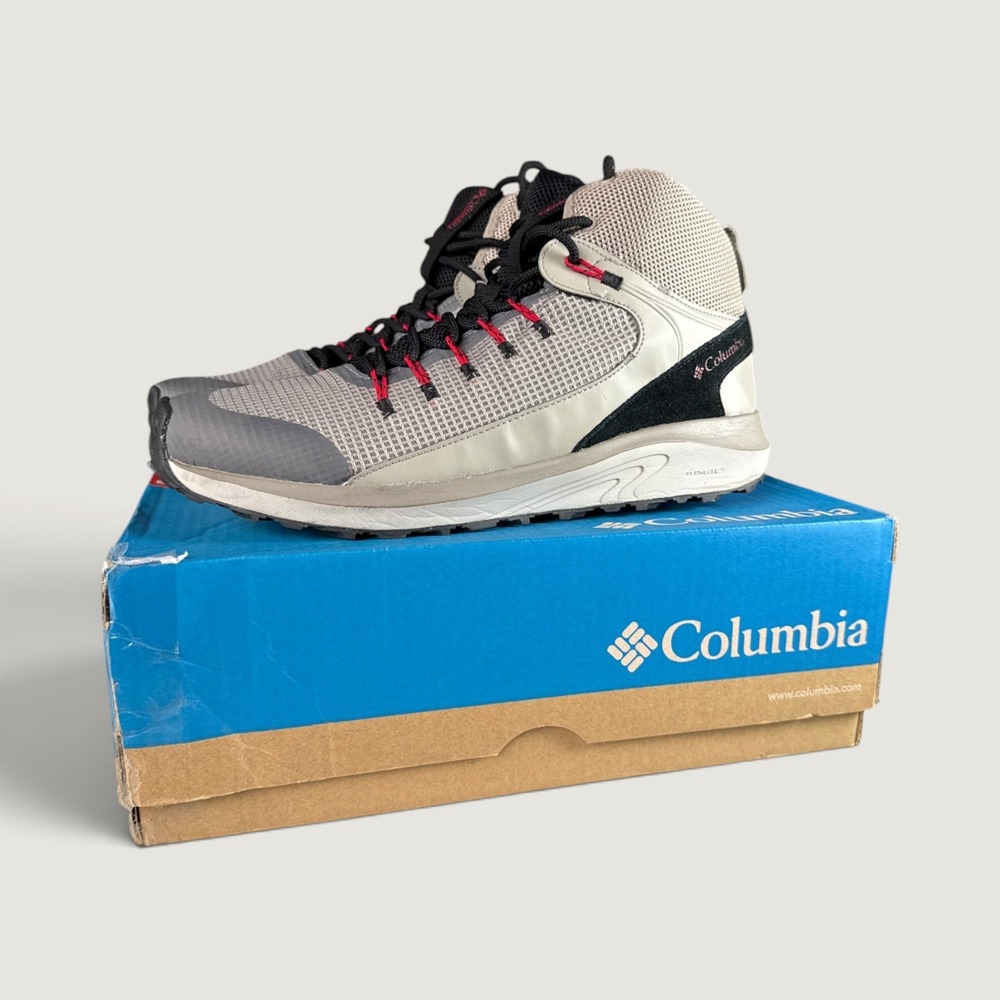 Columbia Trailstorm Mid Waterproof Mens 15 Grey Red NEW Wide Hiking Boots BI0155